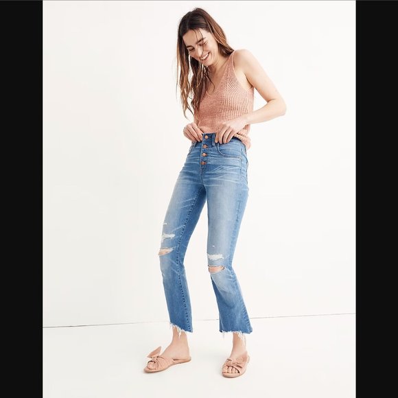 Madewell Cali Demi-Boot Jeans in Bronson Wash: Button-Front Edition Size 25. EUC - Picture 1 of 14